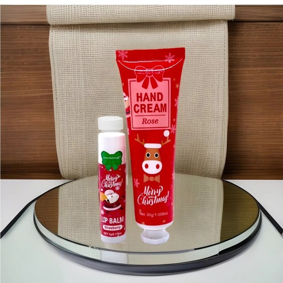 MISS FACTORX Holiday Themed Set- Rose Hand Cream & Strawberry Lip Balm - Picture 1 of 1